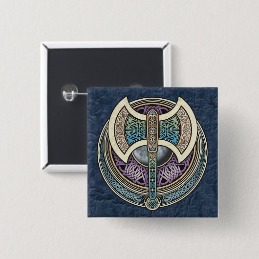 Knotwork Labrys Square Button (Voorkant /achterkant)