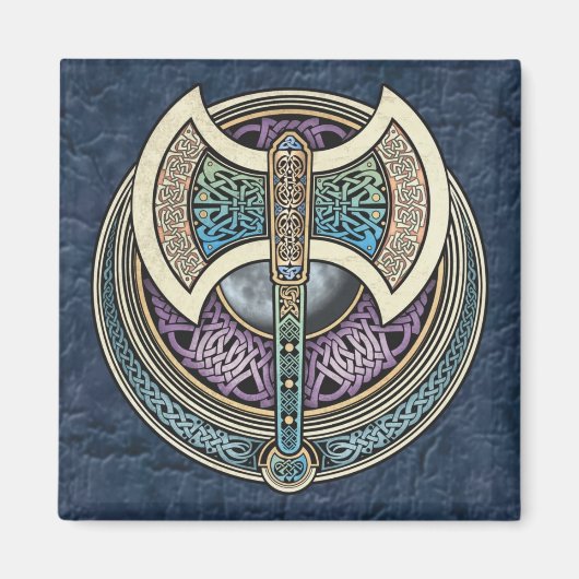 Knotwork Labrys vierkante magneet (Voorkant)