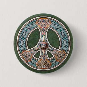 Knotwork Peace Sign-Button Ronde Button 5,7 Cm