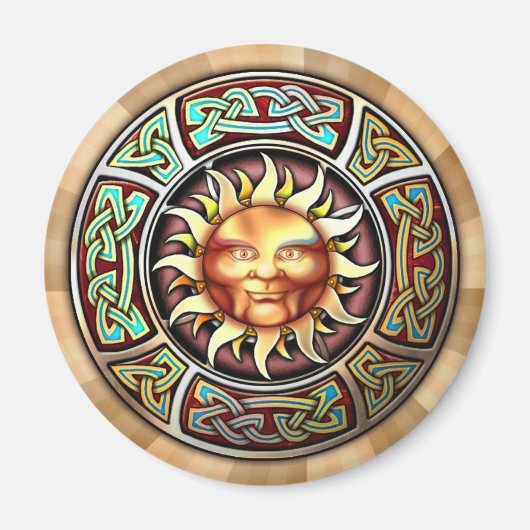 Knotwork Sun Face Magnet Magneet (Voorkant)
