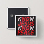 kNOw JESUS kNOw PEACE-Button Vierkante Button 5,1 Cm (Voorkant /achterkant)