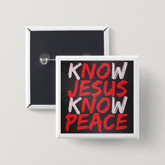 kNOw JESUS kNOw PEACE-Button Vierkante Button 5,1 Cm (Voorkant /achterkant)