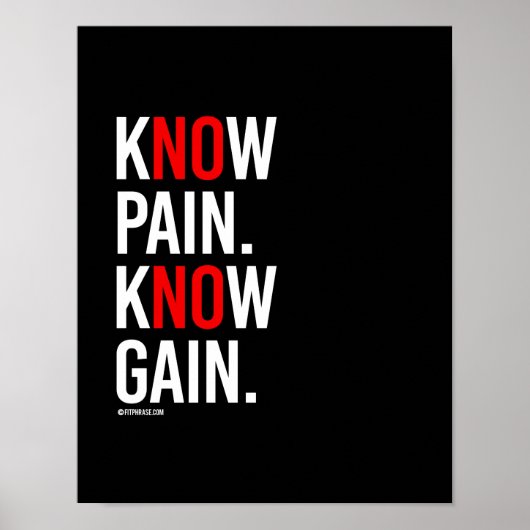 Know Pain Know Gain - Training Fitness -.png Poster (Voorkant)
