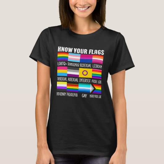 Know Your Flags LGBTQ+ Gay Pride Flag Transgender  T-shirt (Voorkant)