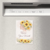 Know Your Worth Sunflower Affirmation Magnet Magneet (Insitu (Vaatwasser))