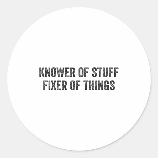 Knower Of Stuff Fixer Of Things Men Dad Funny Mech Ronde Sticker (Voorkant)