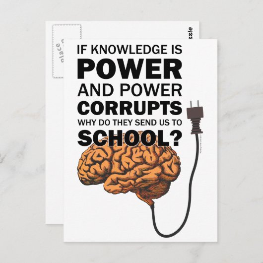 Knowledge Power Funny Quote Ironic Meme Brain Briefkaart (Voorkant / Achterkant)