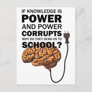 Knowledge Power Funny Quote Ironic Meme Brain Briefkaart
