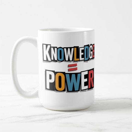 Knowledge = Power – Ransom Letter Collage Koffiemok (Links)