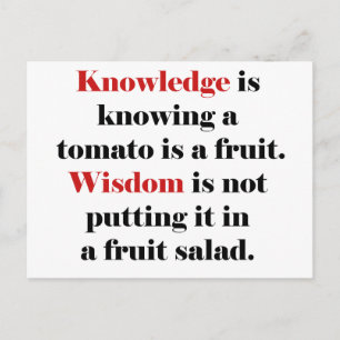 Knowledge vs. Wisdom Tomato Edition Briefkaart
