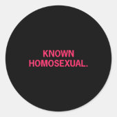 Known Homoual Funny Lgbtq Pride Ronde Sticker (Voorkant)