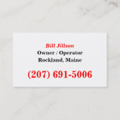 Knox County Towing Visitekaartje (Achterkant)