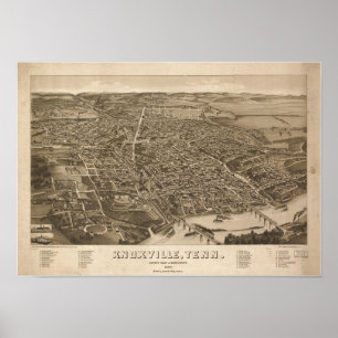 Knoxville Tennessee 1886 Antiek Panorama Poster