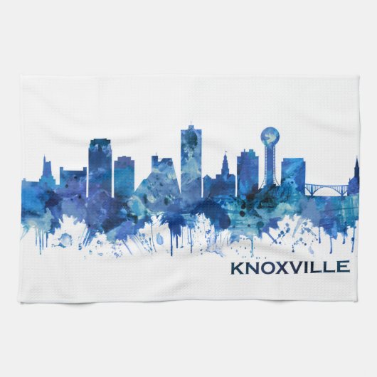 Knoxville Tennessee Skyline Blue Theedoek (Horizontaal)