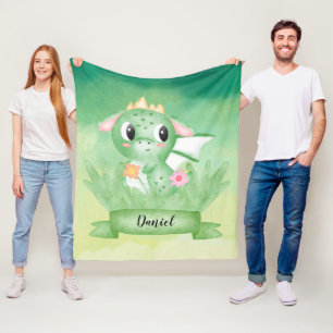Knuffel Baby Draak Waterverf Fleece Deken