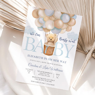Knuffel Beer Ballon Baby Shower Uitnodiging