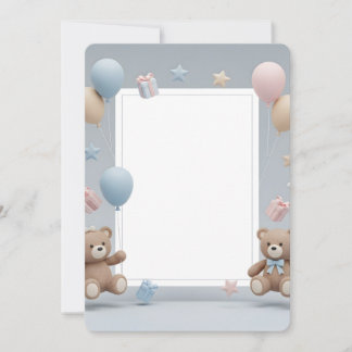 Knuffel Beer Fotolijstje - Blauw & Roze Baby Kaart