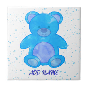 Knuffel Beer Met Eigen Tekst Blauw Tegeltje