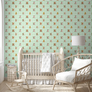 Knuffel Boerderij Dierenspeelgoed Green Plaid Baby Behang