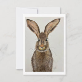 Knuffel bruine konijn kaart - Originele kunstwerk