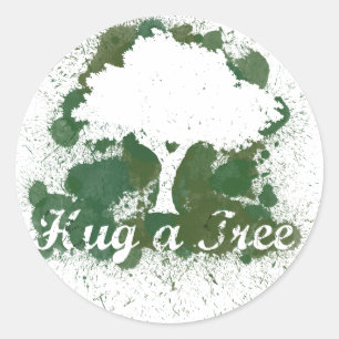 Knuffel een boom Denk Groen Ronde Sticker