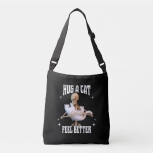 Knuffel een kat Voel je beter Grappige Skelet Kat  Crossbody Tas