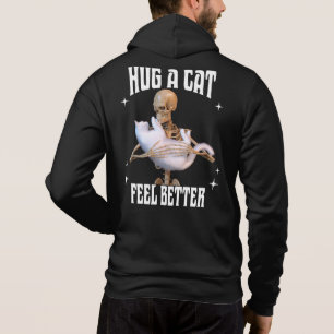 Knuffel een kat Voel je beter Grappige Skelet Kat Hoodie