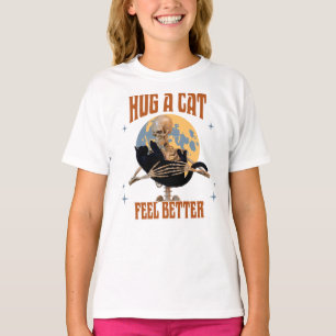 Knuffel Een Kat Voel Je Beter Grappige Skelet Kat T-shirt