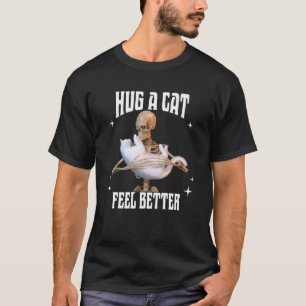 Knuffel een kat Voel je beter Grappige Skelet Kat T-shirt