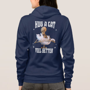 Knuffel een kat, voel je beter, grappige skeletkat hoodie