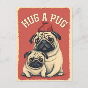 Knuffel een Pug! Briefkaart