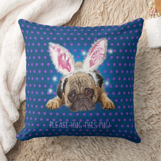 Knuffel een Pug dubbelzijdig polka dot kussen (Deken)