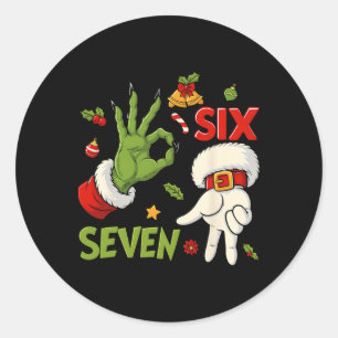 Knuffel Funny Six Seven Meme Kerstman Spreuk Ronde Sticker