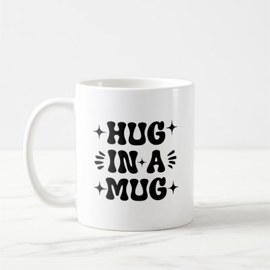 Knuffel in een Mok zwarte retro typografie (Links)