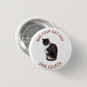 Knuffel je kattendag 4 juni ronde button 3,2 cm (Voorkant /achterkant)