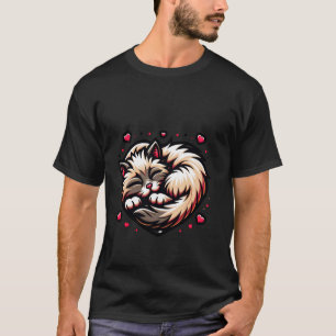 Knuffel Kat Liefde Hartjes Slaap T-shirt