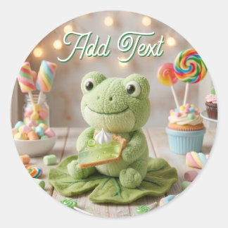 Knuffel kikker met Key Lime Pie gepersonaliseerd Ronde Sticker