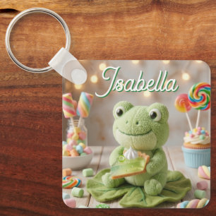 Knuffel kikker met Key Lime Pie gepersonaliseerd Sleutelhanger