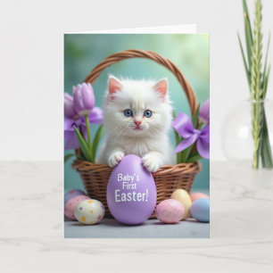 Knuffel Kitten Pasen Eerste Eier Kaart