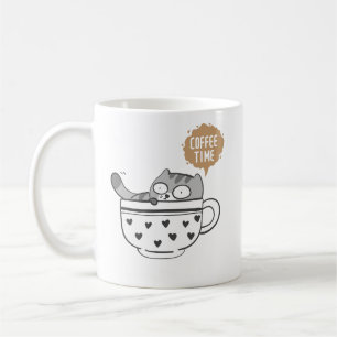 Knuffel koffiekat mok cozy “Koffietijd” katten kop