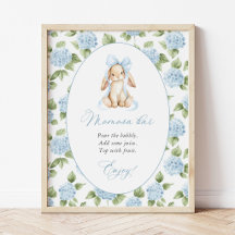 Knuffel Konijn, Blauwe Strik, Blauwe Bloemen, Momo