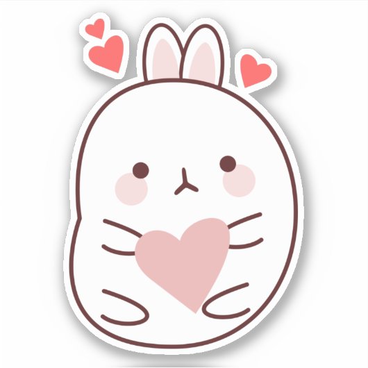 Knuffel Konijn Hart   Sticker (Voorkant)