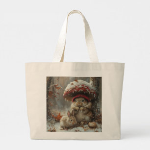 Knuffel Konijn in Sneeuw Winter Seizoen Boodschapp Grote Tote Bag