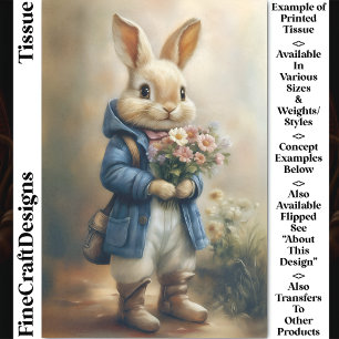 Knuffel Konijn met Jurk, Bloemen CW5R Decoupage Tissuepapier