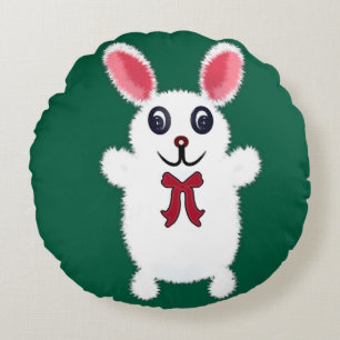 Knuffel Konijn met Rode Strik - Chri Rond Kussen