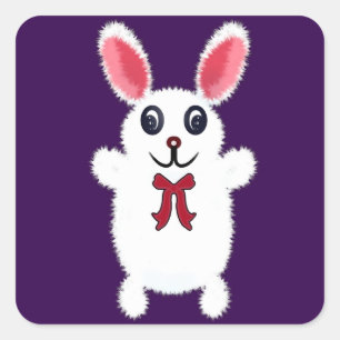 Knuffel Konijn met Rode Strik - Chri Vierkante Sticker