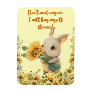 Knuffel Konijn met Zonnebloem Flexibele Magneet