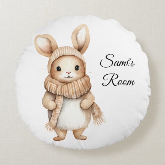 Knuffel Konijn Op maat Pillow Rond Kussen (Voorkant)