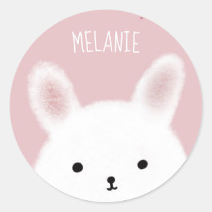 Knuffel Konijn Roze Persoonlijk Ronde Sticker
