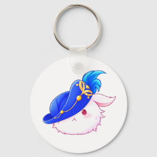 Knuffel Konijn Sticker met Blauwe Tovenaar Sleutelhanger